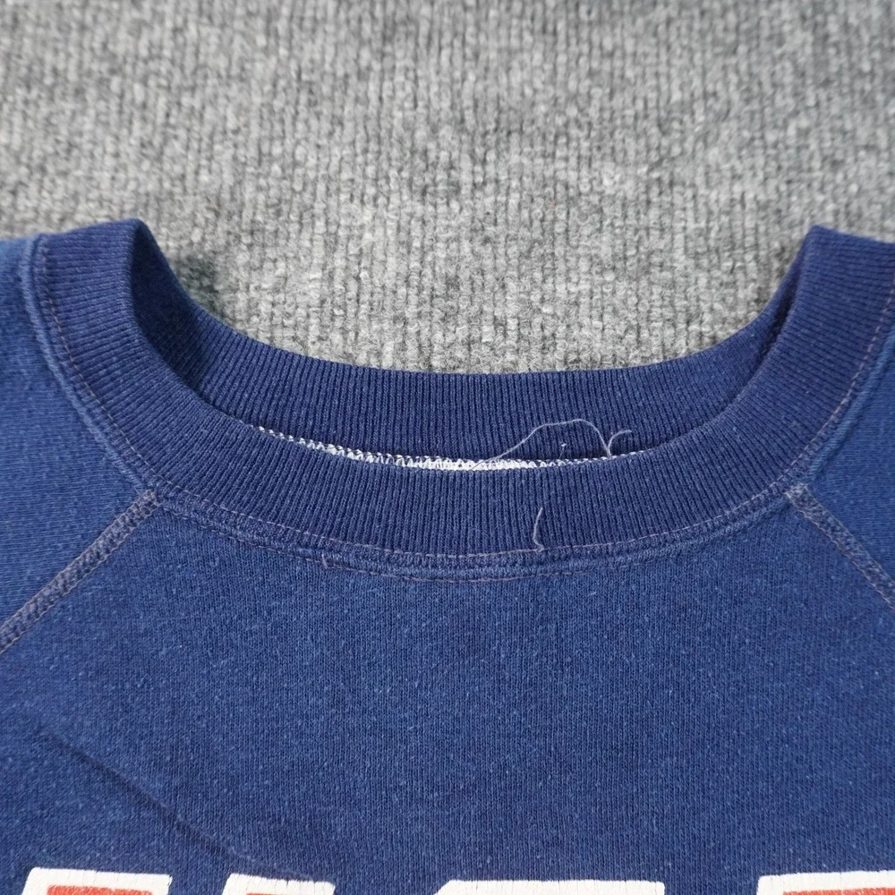 Champion Sweatshirt Mens Medium Blue USA Graphic Cut Off Muscle Retro 70s 80s